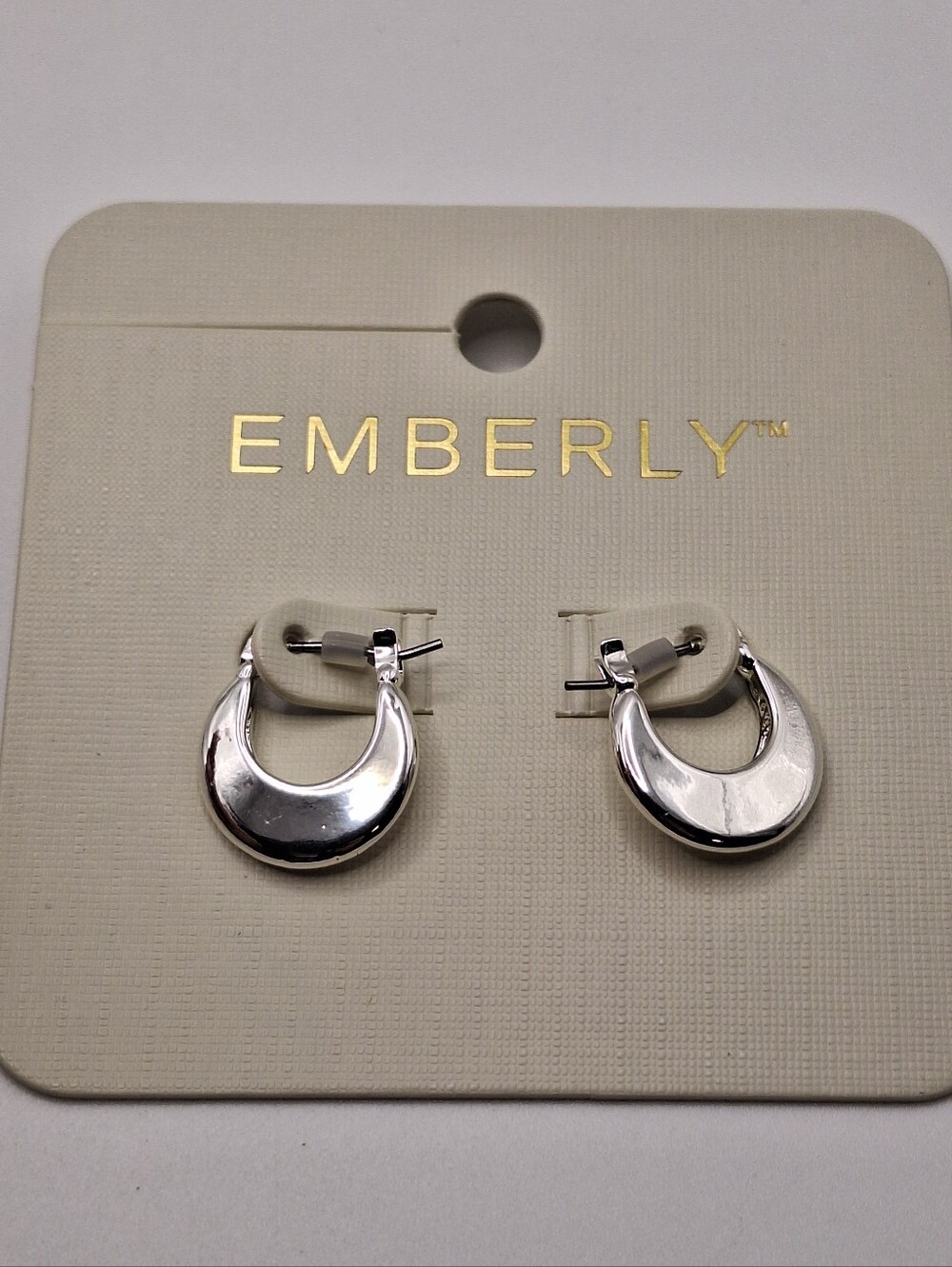 Emberly Silver Crescent Hoop Earrings